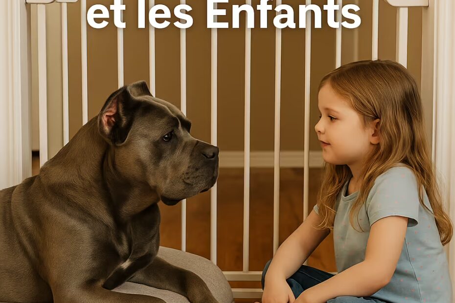 le cane corso et les tres jeunes enfants